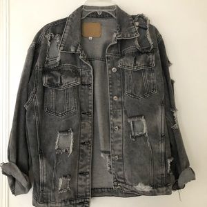 Denim distressed jean jacket
